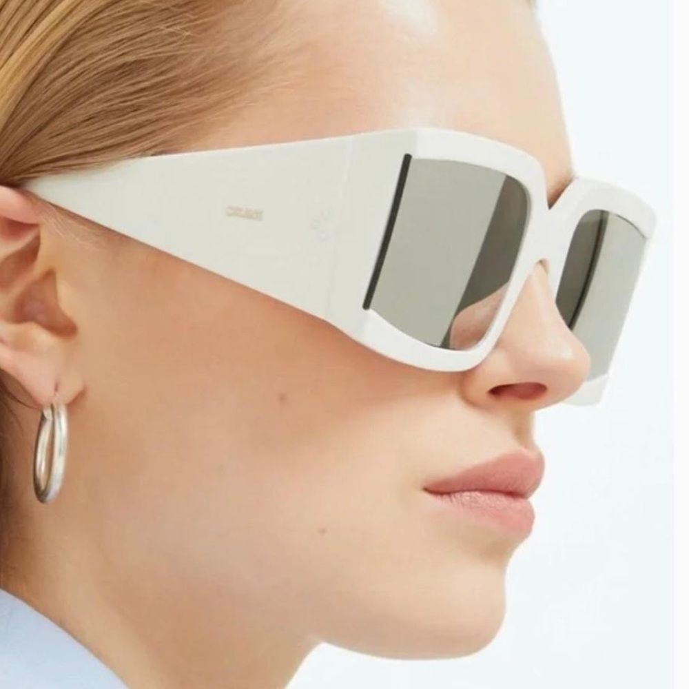 Celine New Oversized Square Acetate Sunglasses in White - Picture 3 of 7